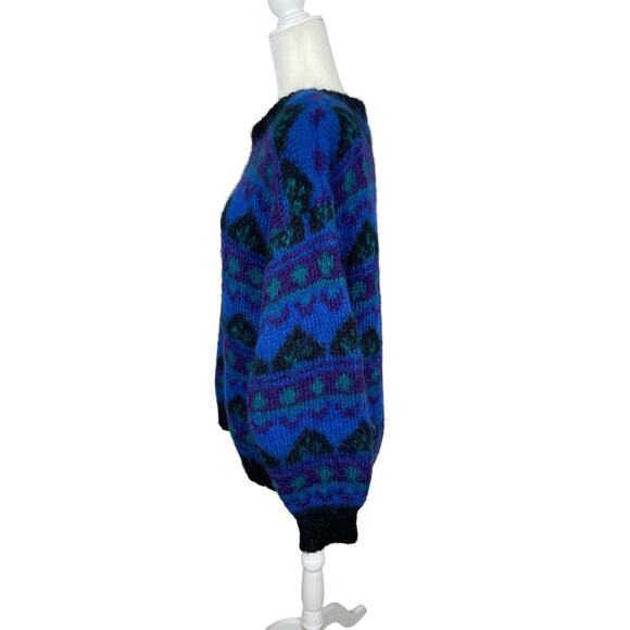 Vintage Gallagher Mohair Blend Geometric Sweater Women's Size Small 80s 90s - Picture 6 of 13